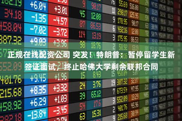 正规在线配资公司 突发！特朗普：暂停留学生新签证面试，终止哈佛大学剩余联邦合同